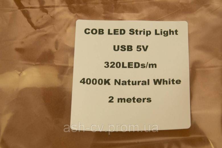 Світлодіодна, стрічка, USB, LED, 2 метри, COB, 320LEDs, 4000K, Natural, White - фото фото фото 9