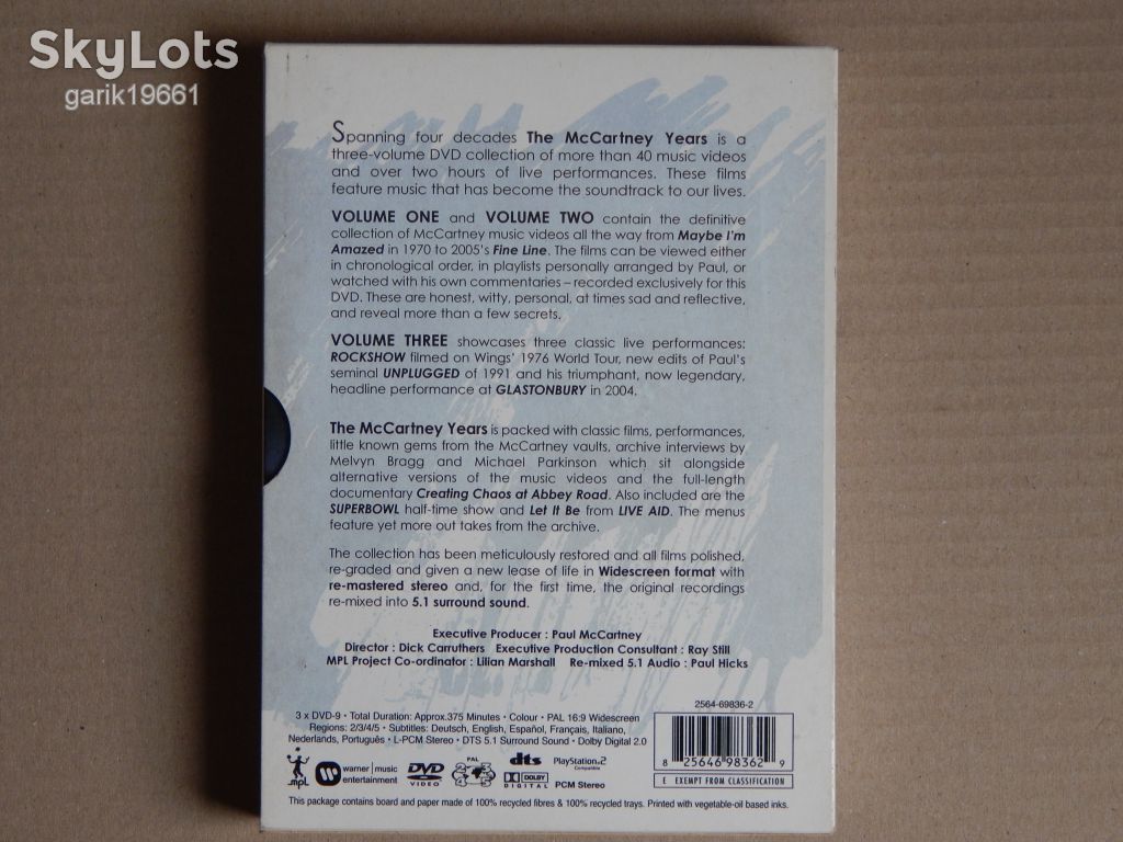 Paul McCartney ‎– The McCartney Years ( 3 × DVD,  Unofficial Release, Digipack) - фото фото фото 1