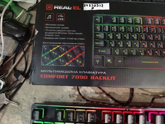 Игровая клавиатура с подсветкой RGB REAL-EL Comfort 7090 Backlit USB № 24230912 - фото фото фото 1