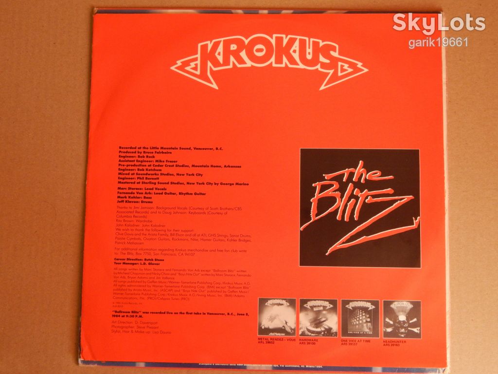Krokus ‎– The Blitz    (Arista ‎– ARS 39194, Italy) insert NM-/NM- - фото фото фото 2