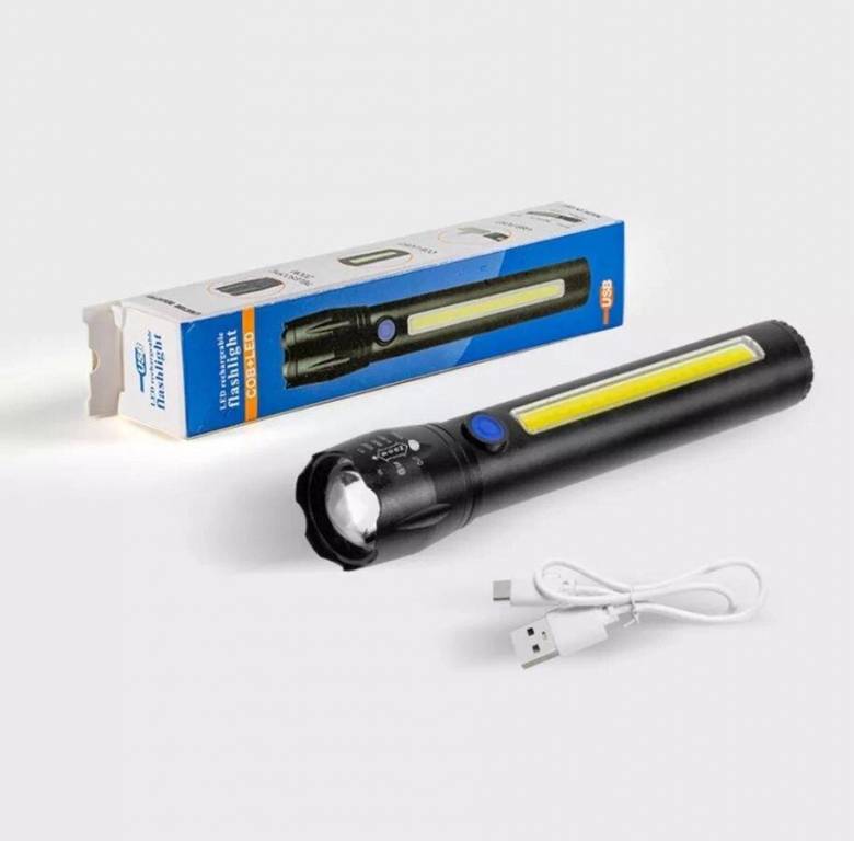 Ручной аккумуляторный фонарь Flashlight C62, cob+led - фото фото фото 1