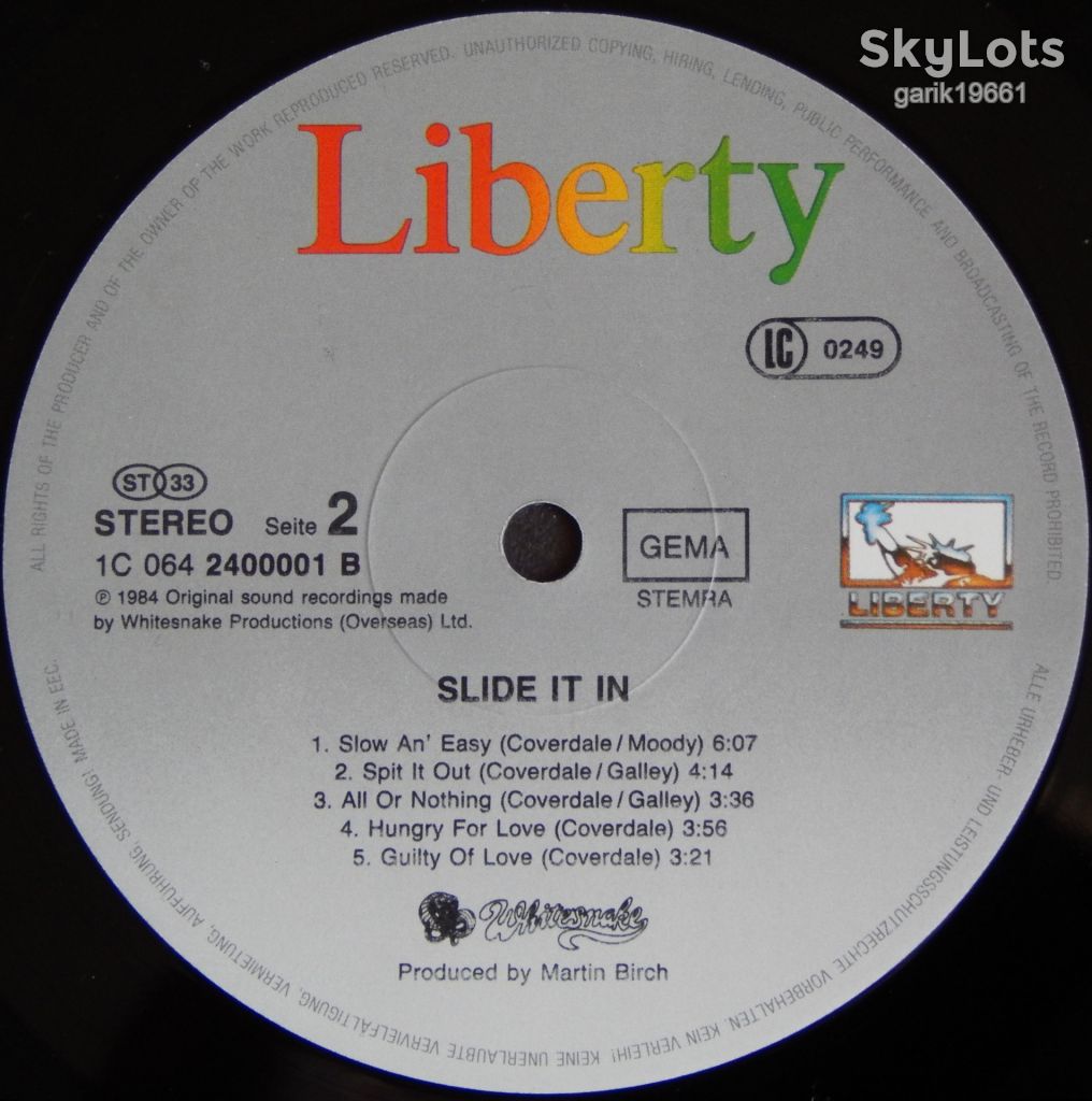 Whitesnake – Slide It In  (Liberty – 1C 064 2400001, Germany) insert EX+/NM- - фото фото фото 4