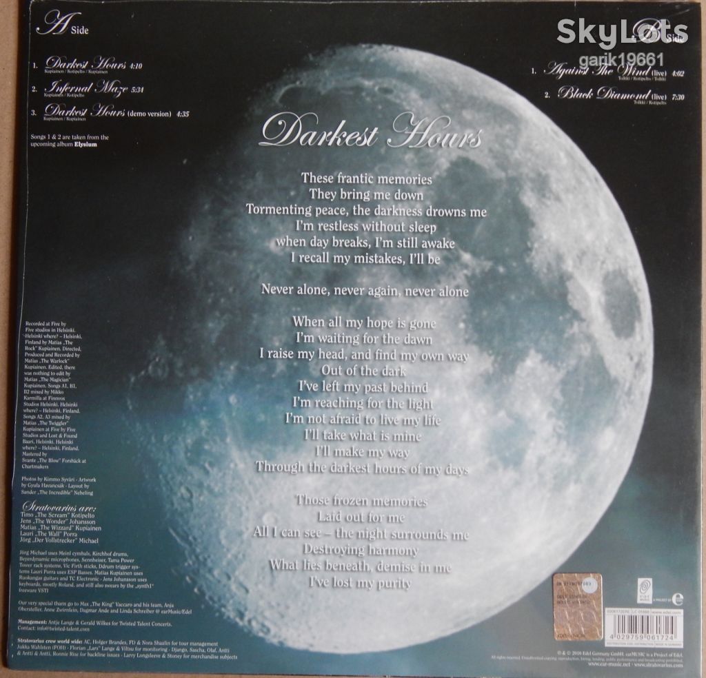 Stratovarius – Darkest Hours  (Ear Music – 0206172ERE, Germany) sealed - фото фото фото 1