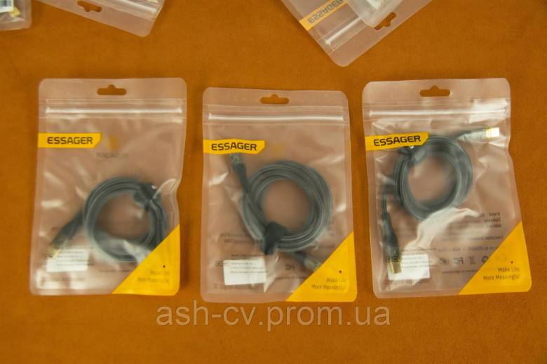 Високоякісний кабель Essager 100W USB-C PD Fast Charging Charger (Black 1m) - фото фото фото 1