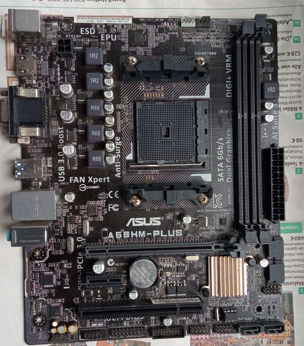 Материнская плата Asus A68HM-PLUS                                (sFM2/FM2+, AMD A68H, PCI-Ex16) - фото фото фото 0