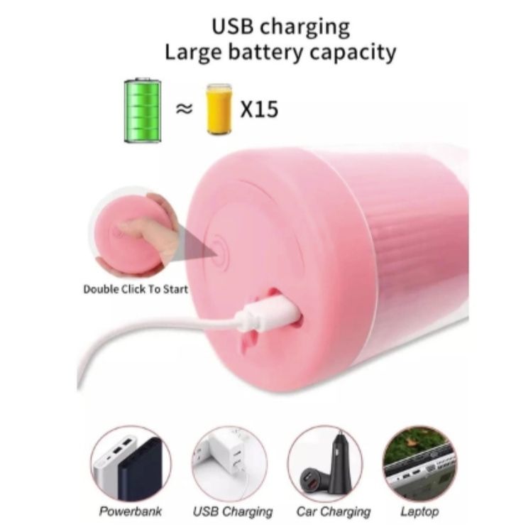 Акумуляторна портативна пляшка-блендер для приготування смузі Juicer YC-02 420 мл - фото фото фото 2