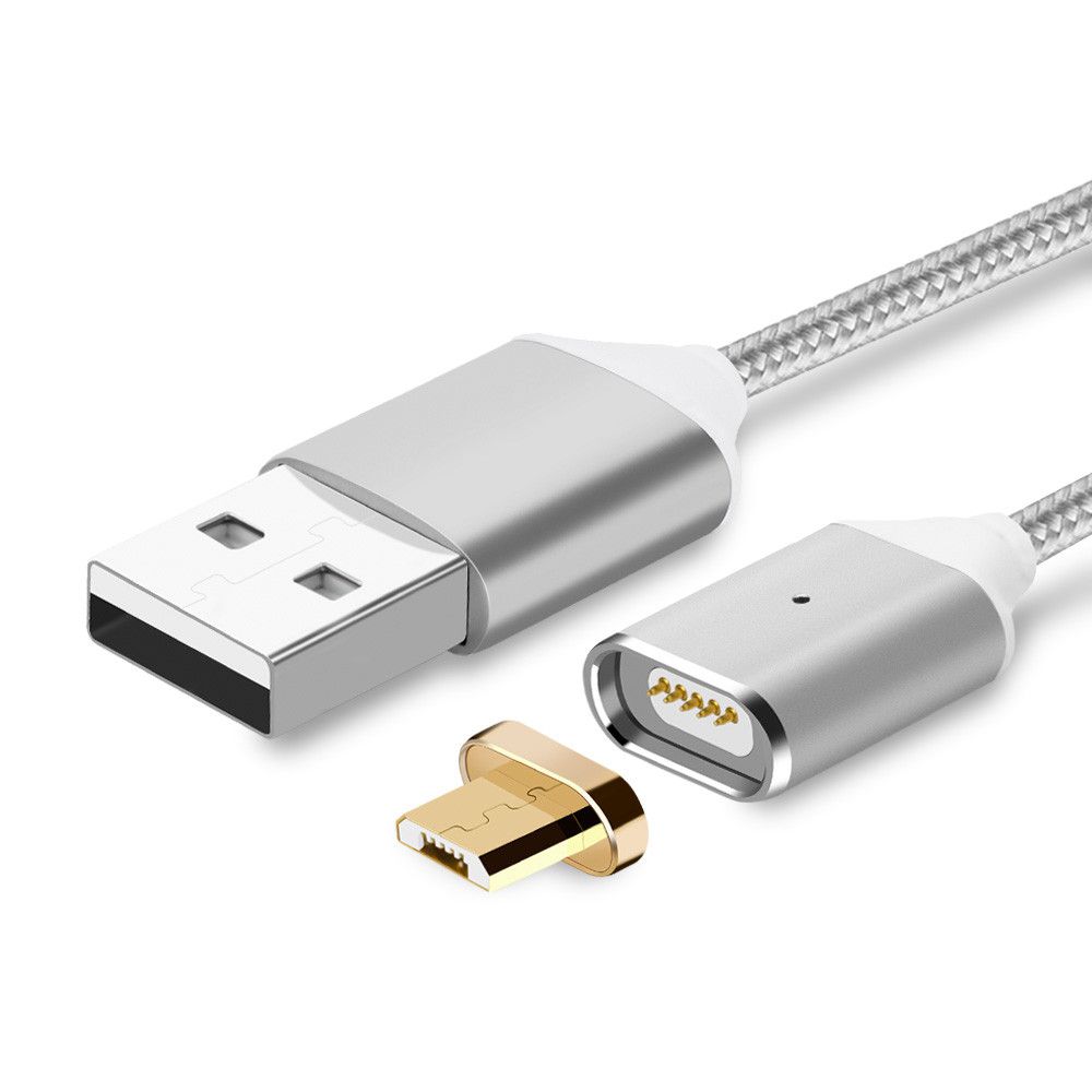 Магнитный кабель  USB micro - USB 1 м Silver - фото фото фото 1