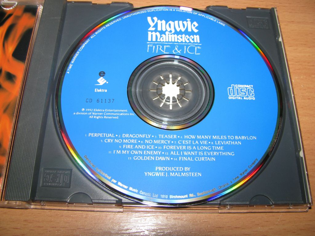 YNGWIE MALMSTEEN - Fire &amp; Ice   (1992 Elektra 1st press,Canada) - фото фото фото 2