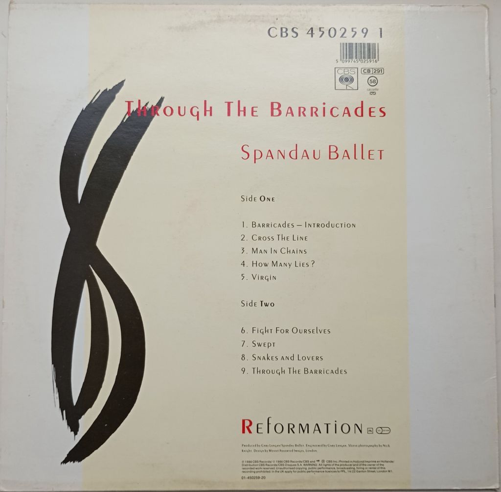 SPANDAU BALLET Through The Barricades LP VG++/EX - фото фото фото 1