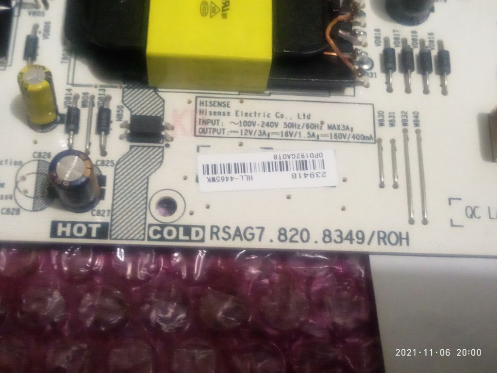 POWER BOARD RSAG7.820.8349 Hisense 58A6100 - фото фото фото 0