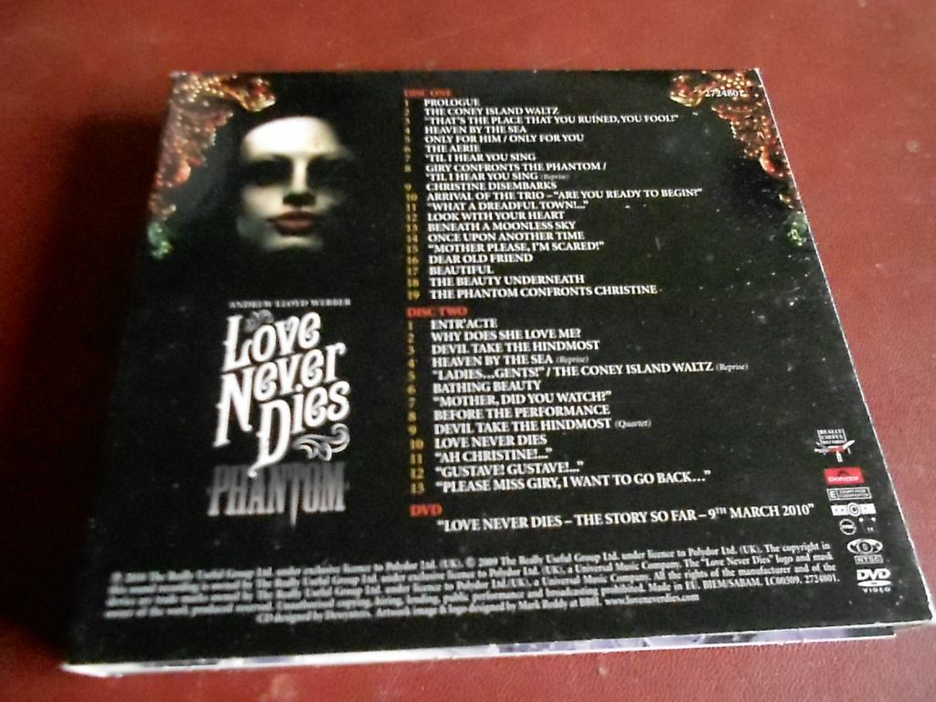 Andrew Lloyd Webber Love Never Dies 2CD + DVD фирменный б/у - фото фото фото 3