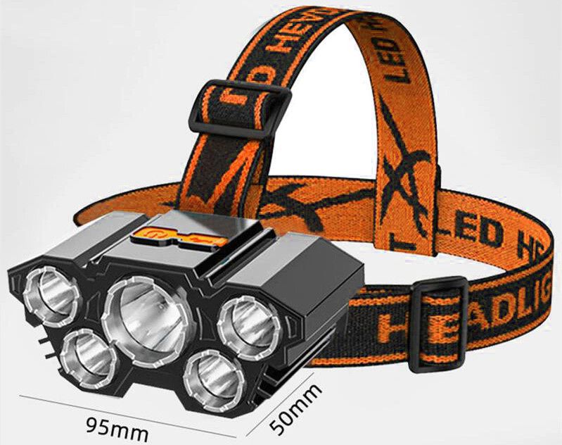 Ліхтар 5хLED на голову з вбудованим акумулятором, MicroUSB - фото фото фото 0