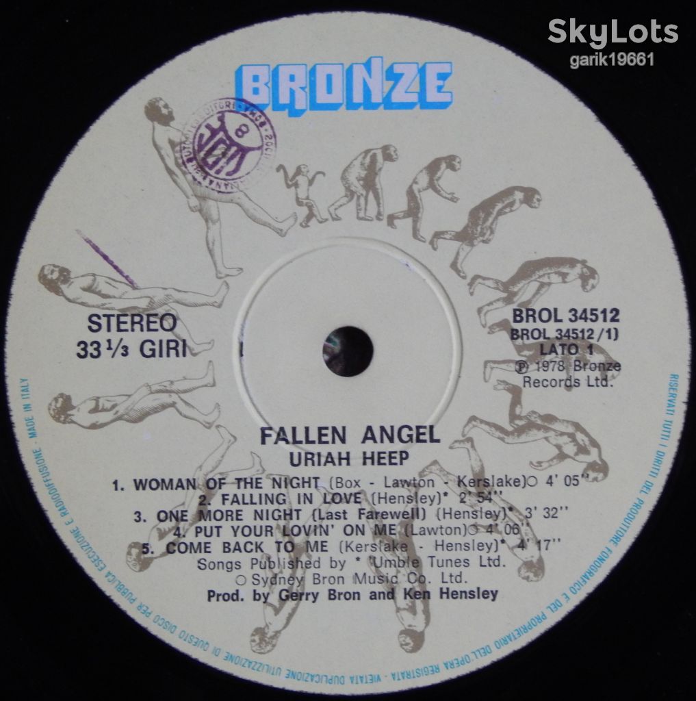 Uriah Heep – Fallen Angel  (Bronze – BROL 34512, Italy) EX/NM- - фото фото фото 3