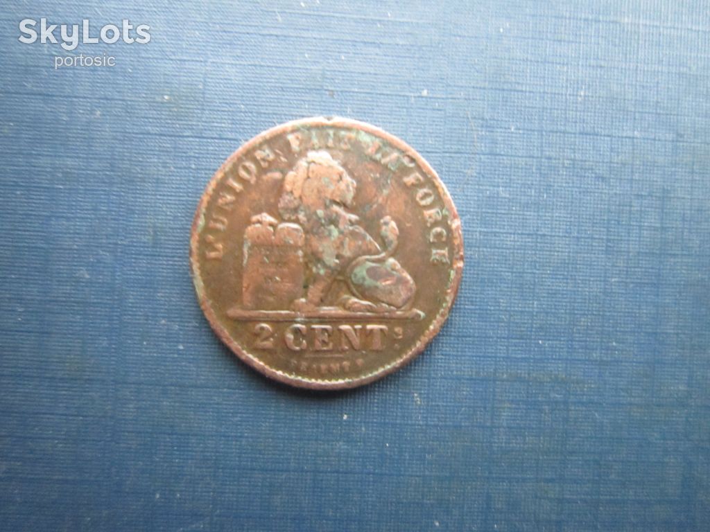 Монета 2 сантими Бельгія 1909 Belges фауна лев - фото фото фото 0