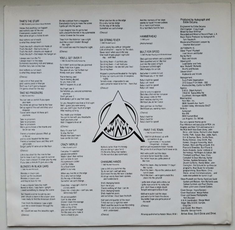 Autograph - That's The Stuff - 1985.  (LP). 12. Vinyl. Пластинка. Europe. - фото фото фото 3
