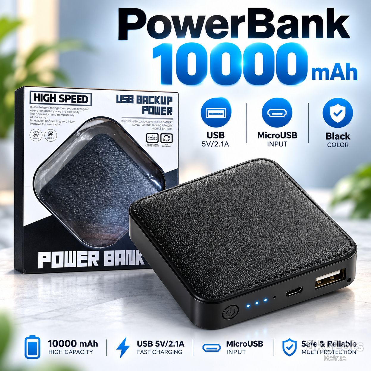 Повербанк PowerBank 10000 mAh USB 5V/2.1A MicroUSB Black   (20171) - фото фото фото 0