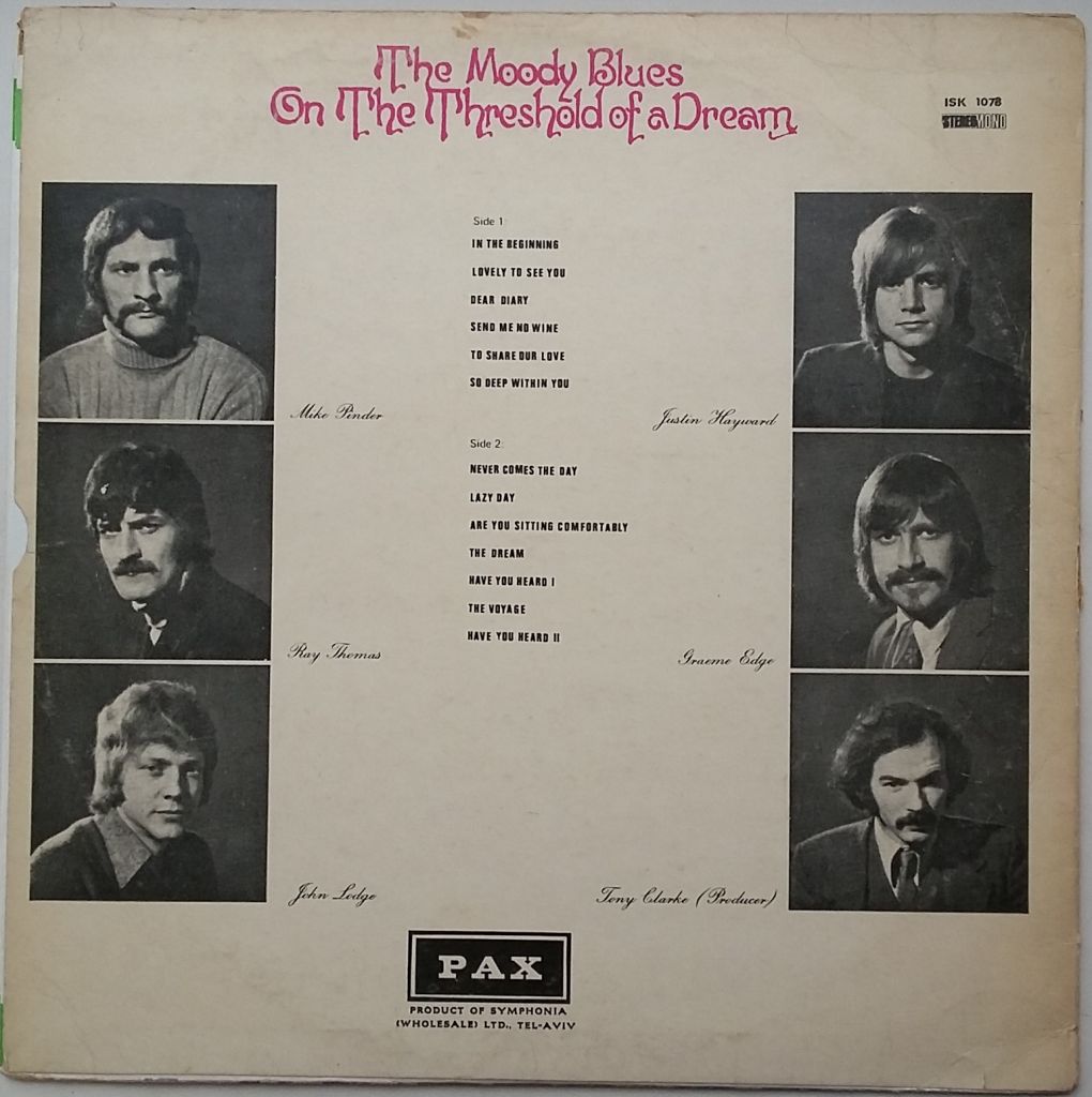 THE MOODY BLUES On The Threshold Of A Dream LP VG/G+ - фото фото фото 1