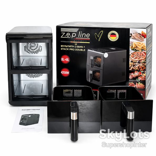 Аэрофритюрница двухкамерная Zepline ZP-212 4200 Вт 8L+8L, мультифритюрница для здорового приготовления - фото фото фото 3