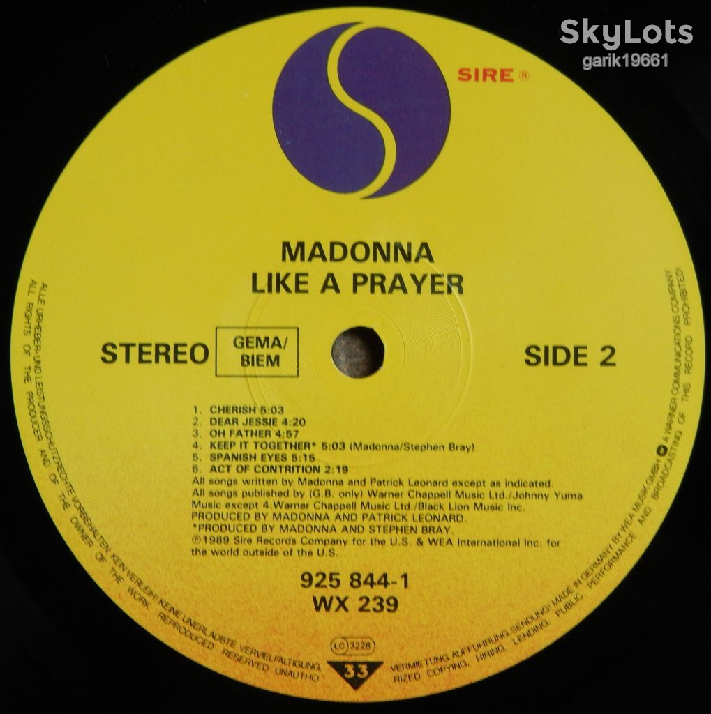 Madonna – Like A Prayer  (Sire – 925 844-1, Germany) EX+/EX+ - фото фото фото 3
