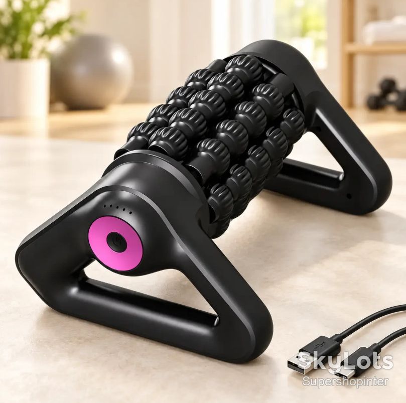 Роликовый массажер, USB, 1800мАч, SL-525, Черный / Антицеллюлитный массажер / Вибромассажер для тела / Массажный ролик - фото фото фото 1