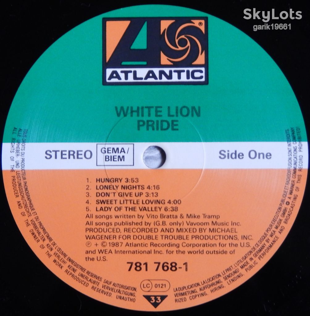 White Lion – Pride  (Atlantic – 781 768-1, Germany) NM-/NM- - фото фото фото 3