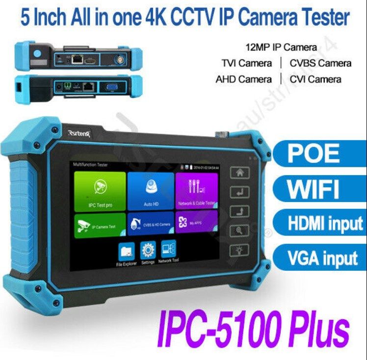 Тестер видеонаблюдения 5-дюймовый 5в1 HD IP AHD CVBS CVI TVI 8MP  Wi-Fi - фото фото фото 0