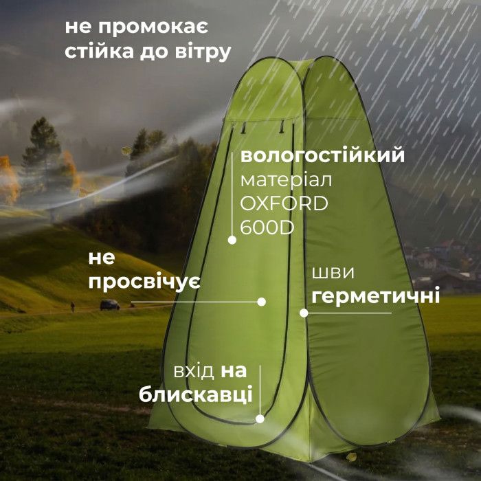 Туристичний намет душ-туалет 120х120х190см автоматичний тент-роздягальня для літнього кемпінгу походу рибалки - фото фото фото 5