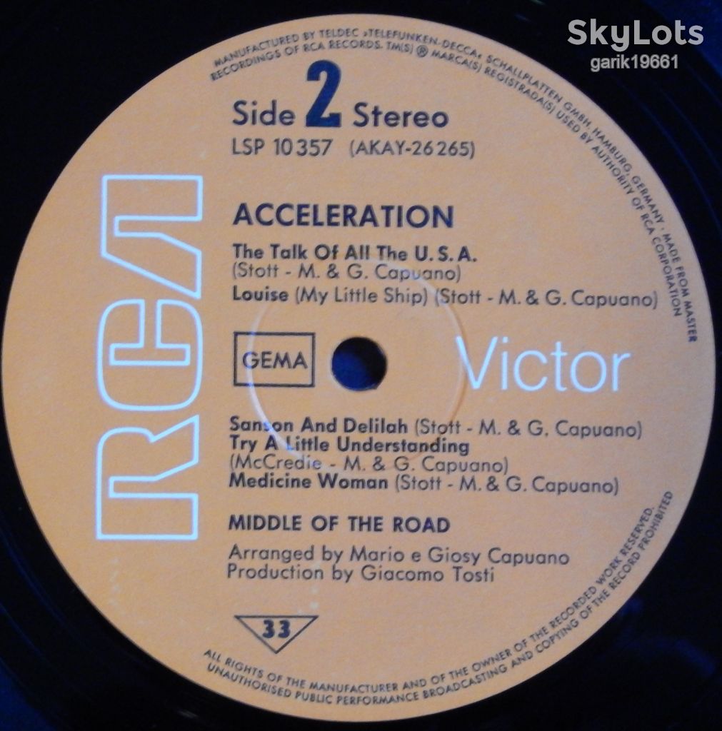 Middle Of The Road ‎– Acceleration  (RCA Victor – LSP 10 357, Germany) VG+/VG+ - фото фото фото 4