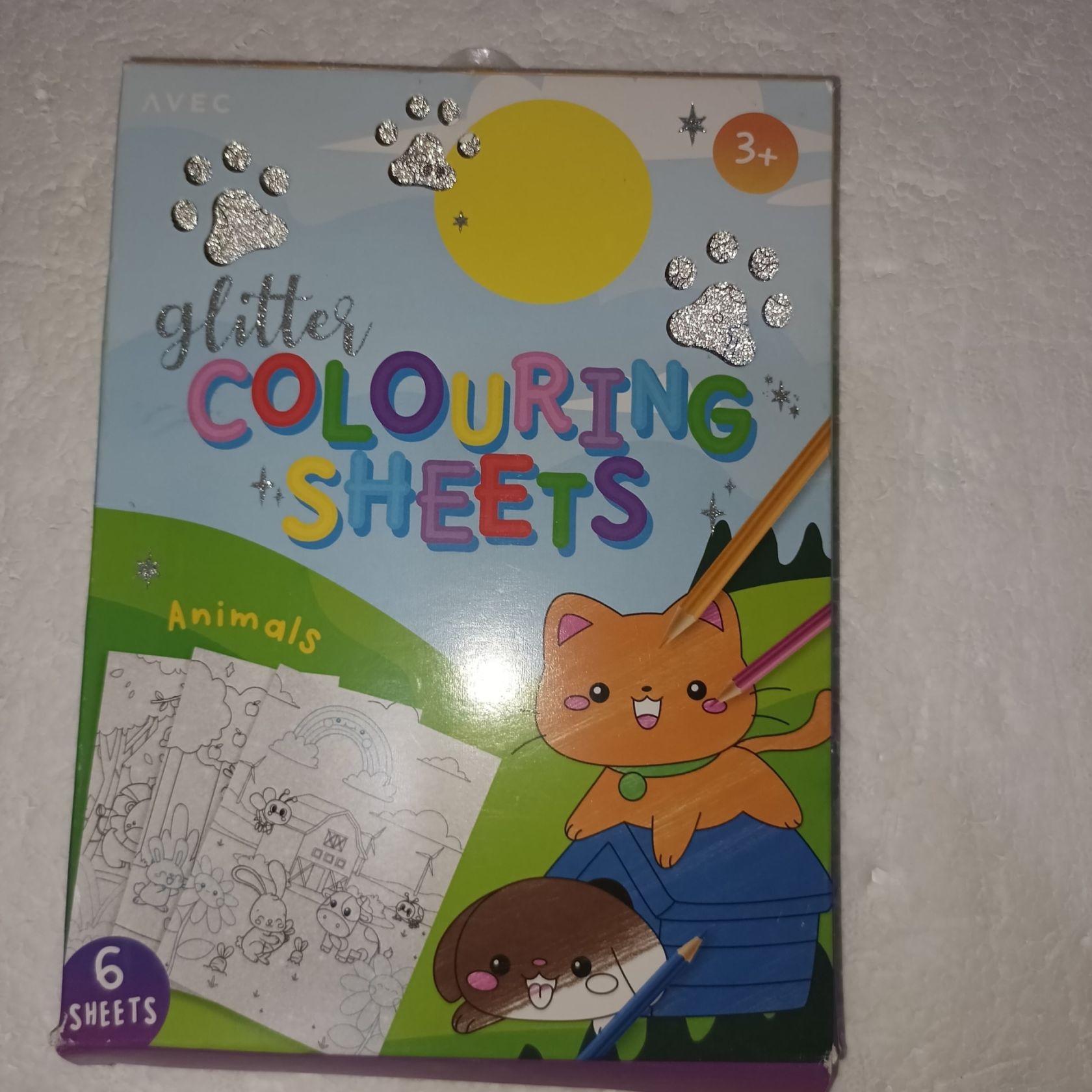 Дитячий набір для розмальовування з блискітками Glitter Colouring Sheets «Tvarini» + олівці - фото фото фото 2