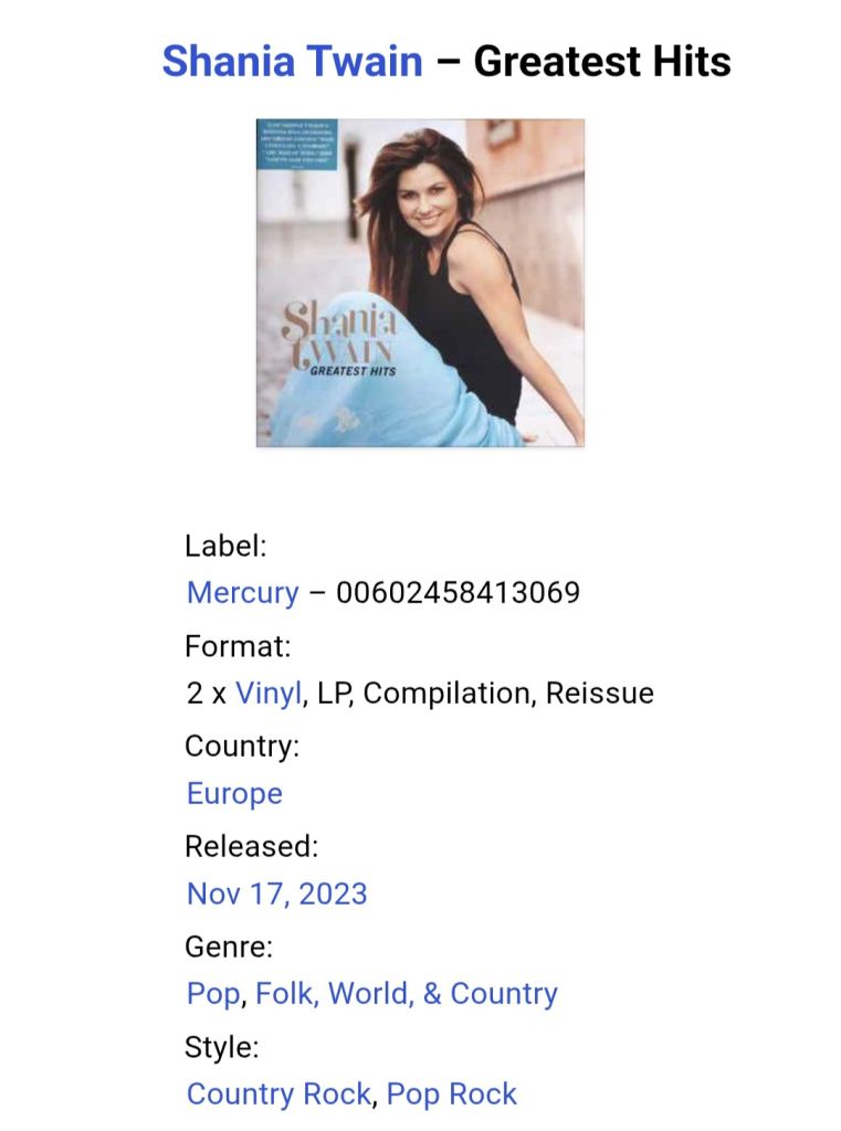 Shania Twain - Greatest Hits - 1993-2023.   (2LP). 12. Vinyl. Пластинки. Europe. S/S. - фото фото фото 2