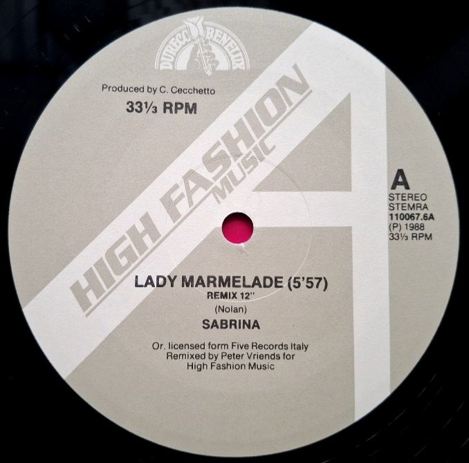 Sabrina - Lady Marmelade  (Remix) - 1988.  (EP). 12. Vinyl. Пластинка. Netherlands. - фото фото фото 2