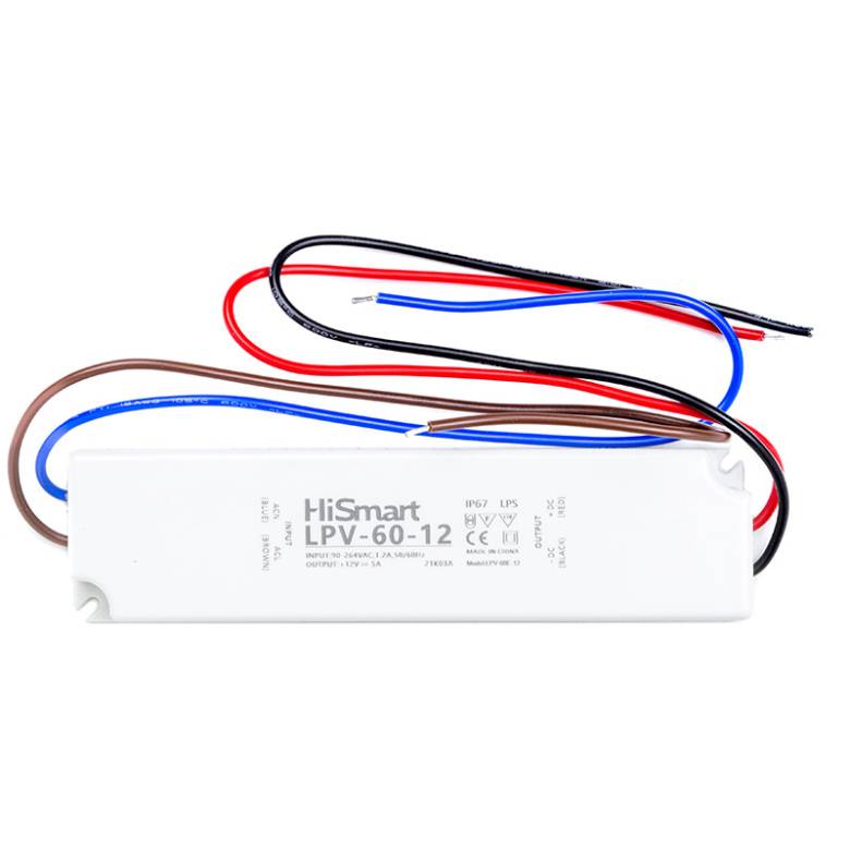 Блок питания HiSmart 12V, 5A, 60W, IP67 - фото фото фото 0