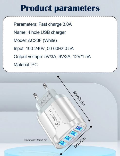 Зарядное устройство QC3.0, 4 USB, НОВОЕ - фото фото фото 7