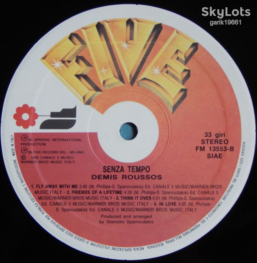 Demis Roussos – Senza Tempo  (Five – FM 13553, Italy) EX+/NM- - фото фото фото 3