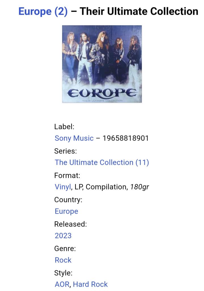 Europe - Their Ultimate Collection - 1983-2015.  (LP). 12. Vinyl. Пластинка. S/S. - фото фото фото 4