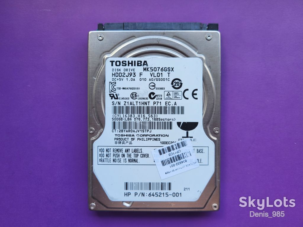 Диск Toshiba MK5076GSX, 500 Gb, SATAII - фото фото фото 0