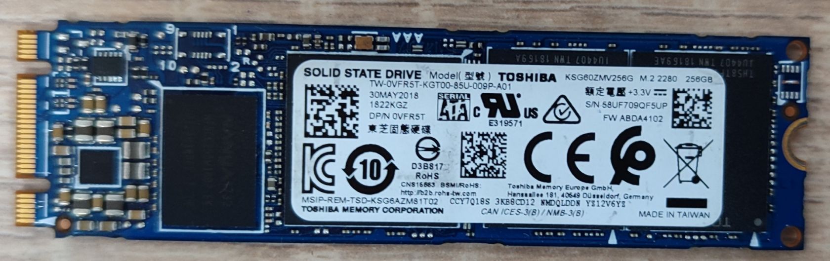 Накопичувач SSD M.2 2280 256GB Toshiba  (KSG60ZMV256G) - б/у - фото фото фото 0
