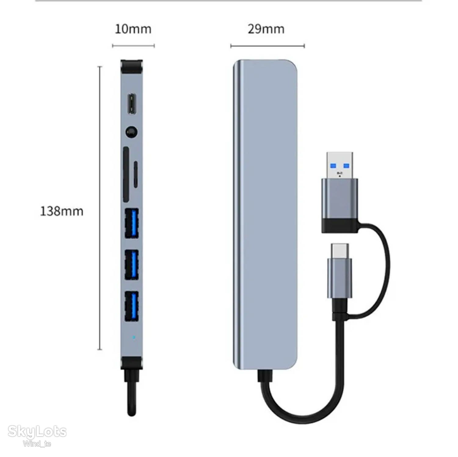 Металевий Type-C USB хаб док-станція 7в2  ( докстанция ) - фото фото фото 6