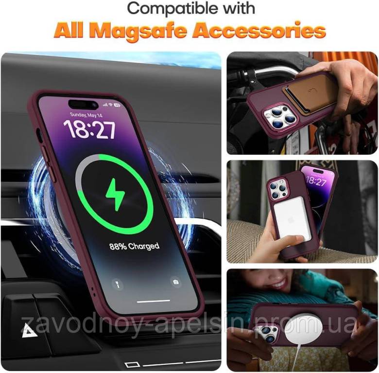 IPhone 16 Pro Чехол матовый Магнит TPU+PC (бордовый) - фото фото фото 3