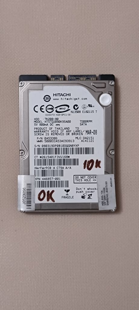 Жорсткий диск SATA  80GB 2.5" хороший стан - фото фото фото 0