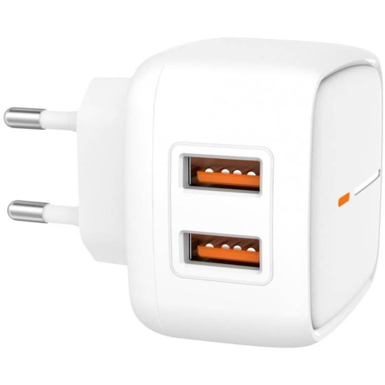 Мережевий зарядний пристрій XO L61 12W/2.4A 2xUSB + кабель Lightning White - фото фото фото 1