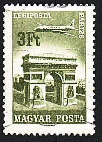 Венгрия  (1966) Авиапочта. Самолёт. Триумфальная арка в Париже - фото фото фото 0