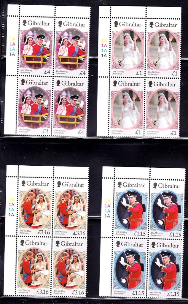 Гибралтар 2021 г  MNH - квартблоки - 10 лет в браке - фото фото фото 0