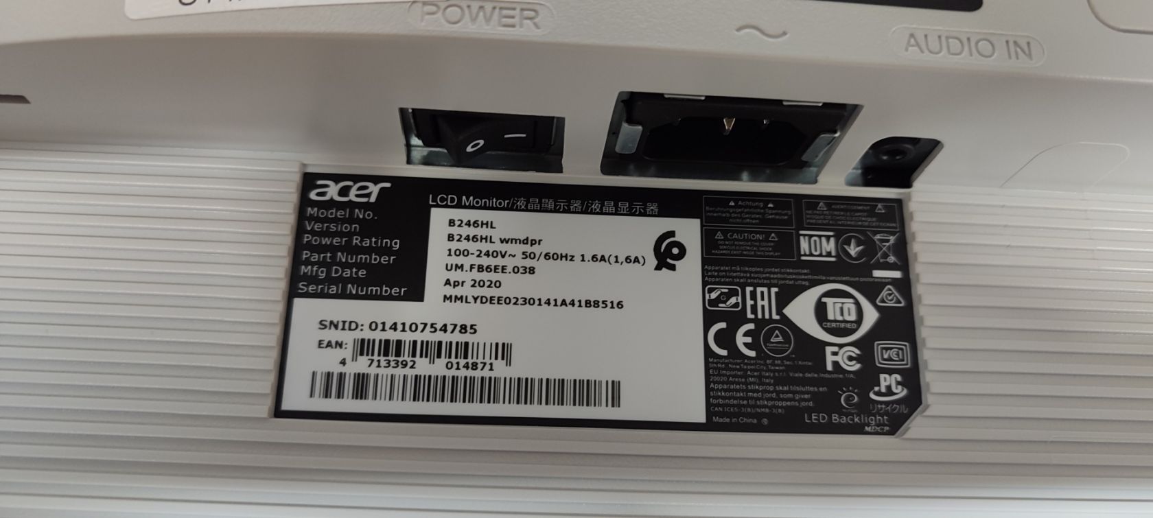 Монітор 24” ACER B246HL        (Full HD, 1920*1080) - робочий - фото фото фото 5
