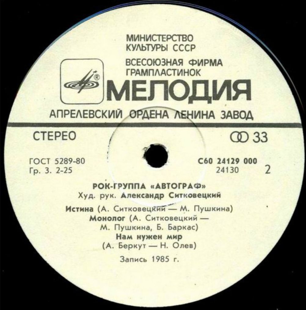 Автограф / Александр Ситковецкий - Автограф - 1985.   (LP). 12. Vinyl. Пластинка. - фото фото фото 3