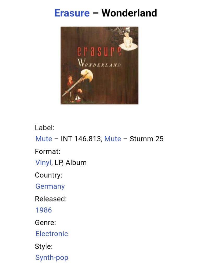 Erasure - Wonderland - 1986.  (LP). 12. Vinyl. Пластинка. Germany. - фото фото фото 6