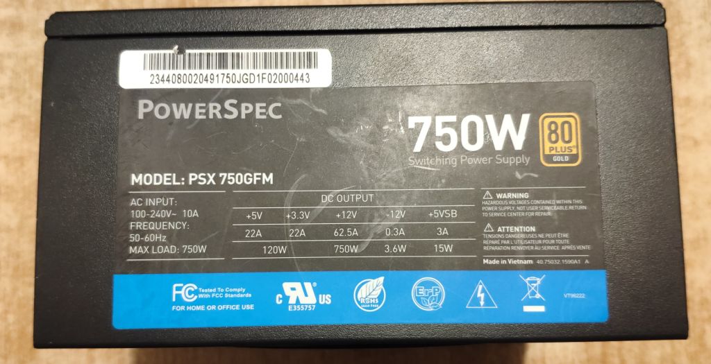 Блок живлення PowerSpec 750 W 80 Plus Gold - фото фото фото 0