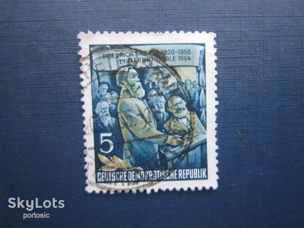 Марка Німеччина НДР 1955 Маркс Енгельс 5 пф гаш - фото фото фото 0