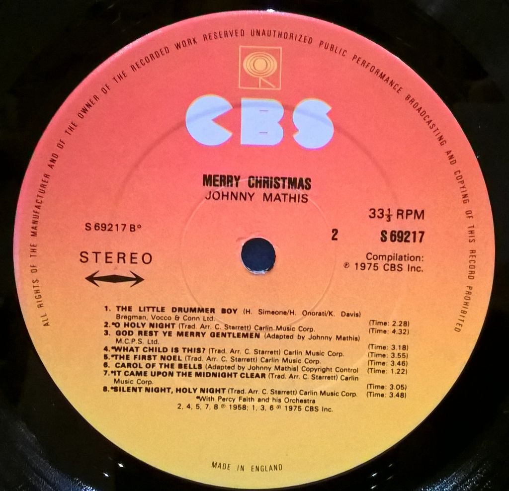 Johnny Mathis - Merry Christmas - 1958.   (LP). 12. Vinyl. Пластинка. England. - фото фото фото 3