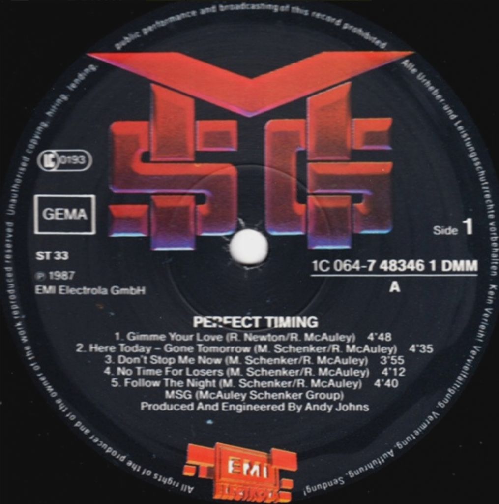 McAuley Schenker Group - Perfect Timing - 1987.   (LP). 12. Vinyl. Пластинка. Germany. - фото фото фото 4